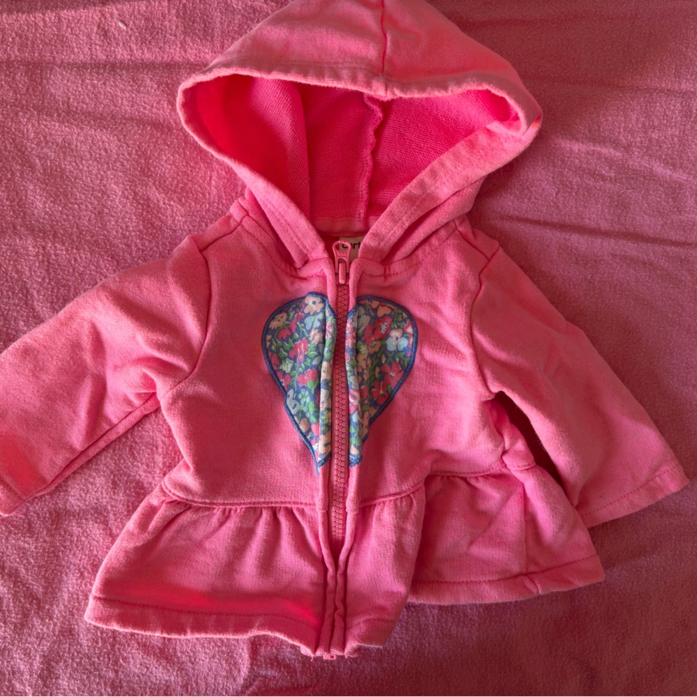 Pink Hoodie with Floral Heart Design
